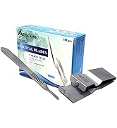 100 Sterile Carbon Steel Blades #11 with Free Scalpel Handle #3 and Blade Remover