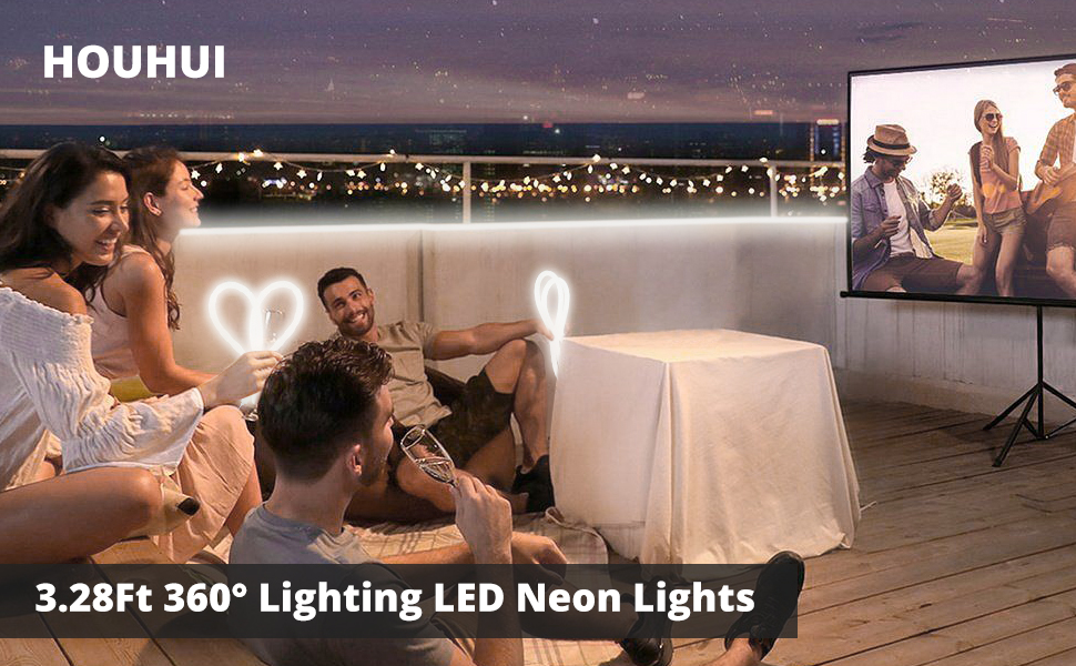 White LED Neon Rope Lights 360 degree Lighting