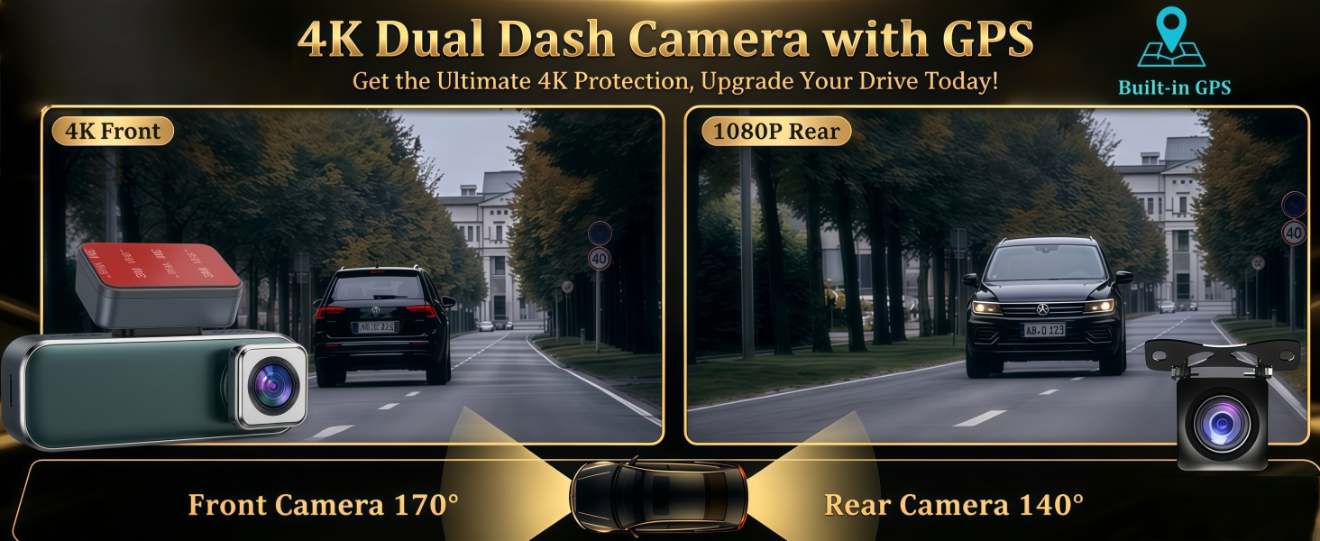 4K Dash Cam with GPS Tracker