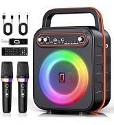 JYX Karaoke Machine for Adults &amp; Kids, Portable Bluetooth Speaker with 2 Wireless Microphones, PA...