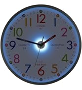 JoFomp Telling Time Teaching Clock, 8 Inch Illuminated Wall Clock for Kids Bedroom, LED Wall Cloc...