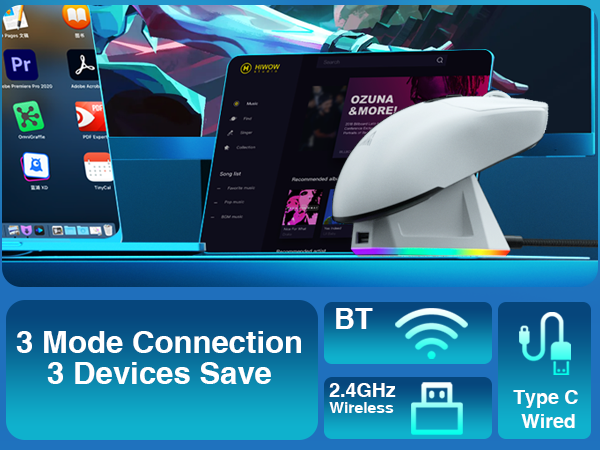 wireless gaming mouse with charging dock