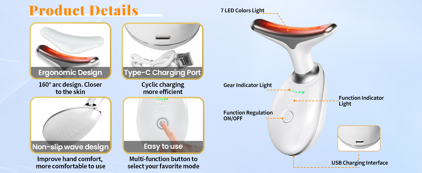 Face and Neck Massager Light Therapy