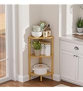 Atoping 3 Tier Corner Shelf Stand, Narrow Corner Bookshelf, Bamboo Corner Furniture with Open She...