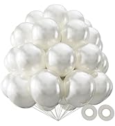 KAWKALSH Pearl White Balloon 110pcs, 12 Inch Thickened Latex Party Balloons Helium Bright Color f...