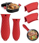 4 Pack Silicone Hot Handle Holder Cover Cast Iron Handle Cover Silicone Pot Holders Heat Resistan...