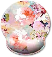 Atufsuat Ergonomic Mouse Pad with Wrist Support, Floral Memory Foam Wrist Rest Mouse Pads, Cute C...