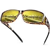 URUMQI Night Vision Driving Glasses Fit Over Eyeglasses for Men Women, Anti Glare Polarized Night...