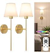 NIORSUN Battery Operated Wall Sconce Set of 2,Gold Rechargeable Wall Lights with 5200mAh Dimmable...