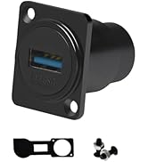 YiKaiEn USB 3.0 Panel Mount Adapter D Type with Waterproof Cover - Female to Female, Speed up to ...