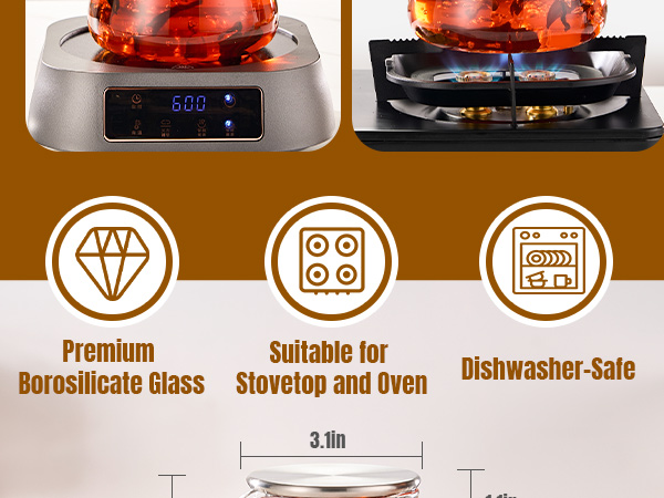 Stain-Free Borosilicate Glass Tea Pot