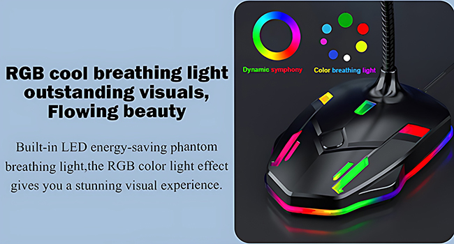 USB Computer Microphone with Mute Button&amp;amp;RGB Glowing Light Compatible with PC Laptop Desktop