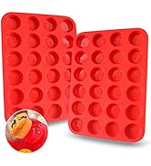 Walfos Mini Silicone Cupcake Pan Set, 2-Piece Mini 24 Cups Muffin Pan, BPA Free and Dishwasher Sa...