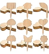 Elsjoy 90 Pack Bamboo Plant Labels, 9 Styles Cute Plant Tags Garden Markers, Wooden Garden Labels...