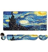 Extended Gaming Mouse Pad, Memory Foam Ergonomic Keyboard Mouse Wrist Rest Support Set, Large Des...