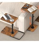 Dataroad Selead Tv Trays Set of 2 for Couch - 360°Swivel Height Adjustable, Larger Metal and Wood...