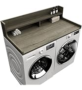 Washer Dryer Countertop, 54" x 27.55" 2-Tier Washer Dryer Topper With Edge, for Laundry Room Orga...