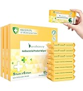 Dorahoney Travel Antibacterial Hand Wipes, 99% Water Hand Sanitizer Wipes, Safe for Sensitive Ski...