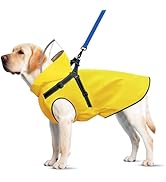 Dog Raincoat: Dog Rain Jacket with Reflective Harness &amp; Removable Hood | Waterproof Dogs Rain Coa...