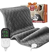 Electric Heating Pad for Pain Relief – 35"x20" King Size, Moist &amp; Dry Heat, Machine Washable Soft...