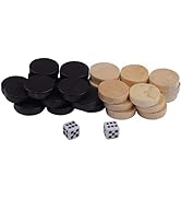 32Pcs Two-Tone Game Chess Piece, Roundness Draughts and Checkers and Backgammon Chess Piece for B...