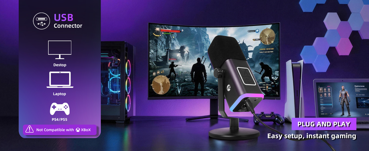 XLR/USB Gaming Microphone for PC