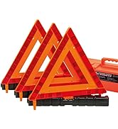 DSV Standard Warning Triangles, Safety Triangles DOT Approved, 3 Pack, Reflective Triangles with ...