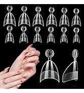 LIONVISON Short Almond Nail Tips Half Cover, 600PCS Extra Short Almond Soft Gel Nail Tips, Pre-sh...