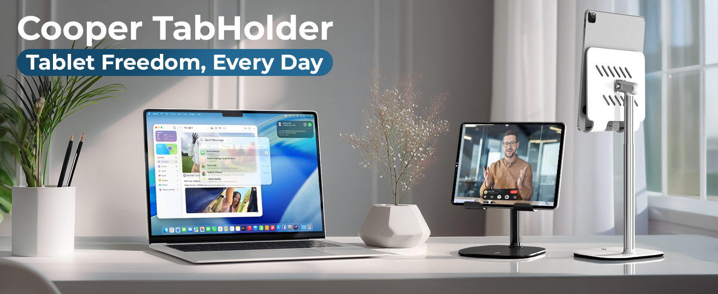 Cooper TabHolder adjustable iPad stand, versatile tablet stand and ergonomic iPad stand for desk