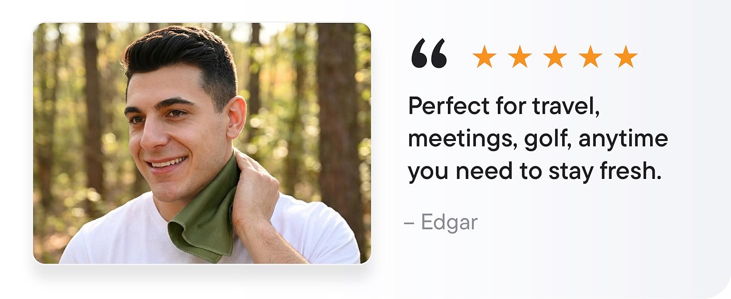 Customer review showing DRYKI pocket towel for sweat in everyday use
