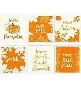 6PC Fall Pumpkins Kitchen Dish Towels Set Thanksgivings Swedish Dishcloths Maple Leaf Pumpkin Han...