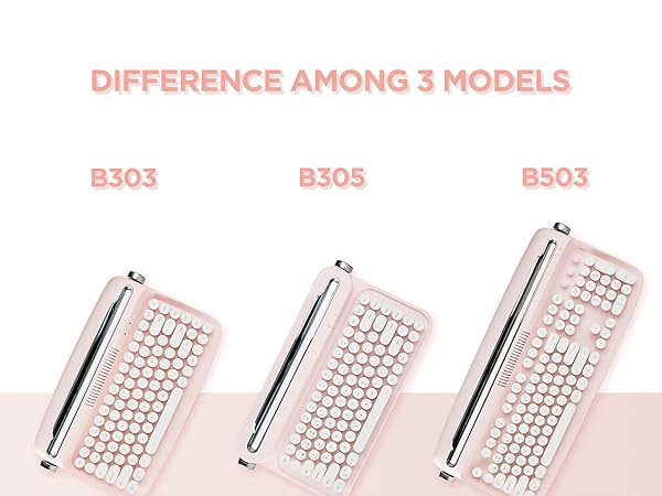 YUNZII ACTTO B303 Wireless Typewriter Keyboard, Retro Bluetooth Aesthetic Keyboard