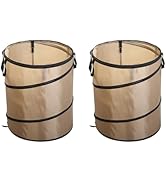WHuaRunSen Beige Collapsible Trash Can, Portable Trash Can for Camping, Camping Trash Bag Holder,...