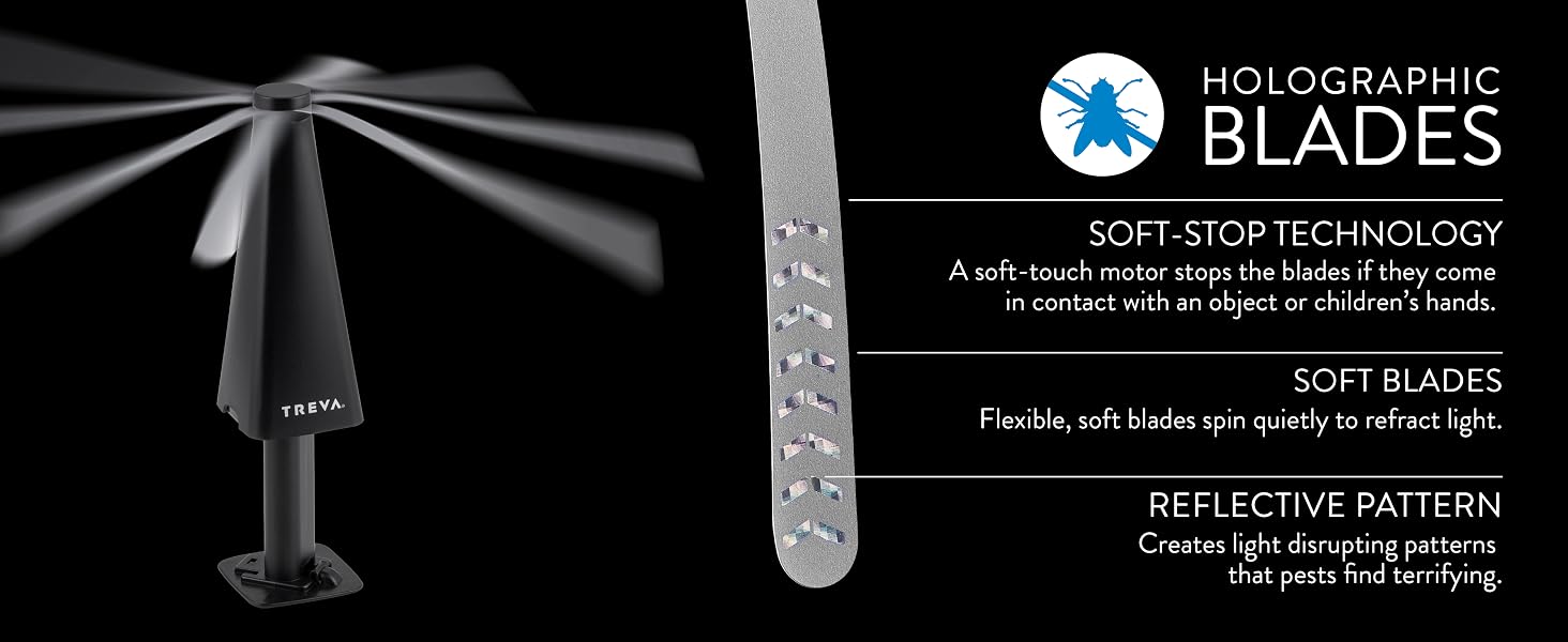Treva Telescopic Bug Fan Black Holographic Blades