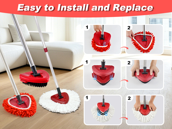 Mop Heads Replacements compatible with O-Cedar EasyWring 1 Tank Spin Mop System