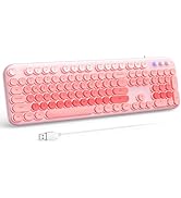 Atelus Wired Backlit Keyboard, USB Computer Keyboard with Retro Keycaps, Numeric Keypad and Media...