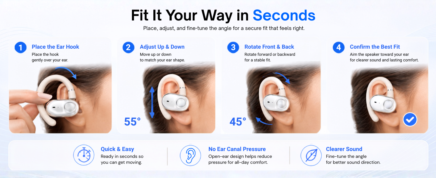 Four-step guide to wearing open-ear hook earbuds