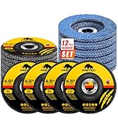 PRETEC Flap Discs 4 1/2 for Angle Grinder, 12 Pcs Flap Discs 40/60/80/120 Grit, 4.5" x 7/8" High ...