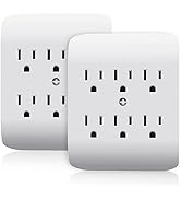 ELEGRP 6-Outlet Extender with Central Anchor, 3-Prong Grounded Wall Tab, Multiple Outlet Extender...