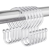 Bathway Shower Curtain Hooks, 12Pcs Plastic Shower Hooks for Shower Curtain, Clear Double Hook Sh...
