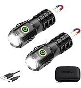 UNROEVS 2-Pack XC06 Mini Flashlight Rechargeable,Pocket Flashlight with Magnet,Super Bright Small...