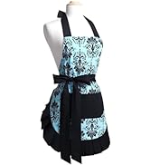 G2PLUS Cotton Kitchen Apron with Pockets, Extended Tie Apron, Personalized Chef Apron for Cooking...