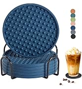 Drink Coasters Set of 6 with Holder, Silicone Coasters Tabletop Protection for Any Table Type, Wo...