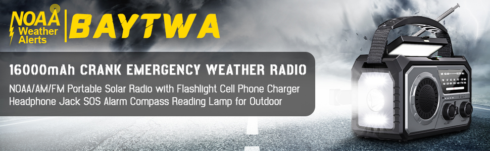 Emergency Crank Weather AM/FM Radio - Multiple Power Sources