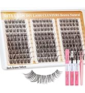 Dark Brown Lash Clusters Kit Velure Lash Clusters Clear Band Manga Lashes Clusters Kit D Curl Eye...