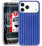 MYY for iPhone 17 Pro Case [with 2X Screen Protector],Cute Striped Phone Case Soft TPU Slim Shock...