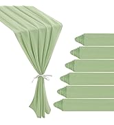 6 Pack 10Ft Sage Green Chiffon Table Runner 29x120 Inches Sheer Fabric Table Runner Romantic Wedd...