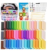 CiaraQ Polymer Clay Starter kit, Oven Bake Modeling Clay with Sculpting Tools, 50 Colors, 3.46 lbs