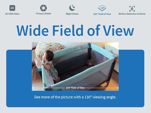 large field of view 130 degree diagonal viewing angle
