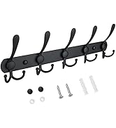 TICONN Wall Mounted Coat Rack, Five Heavy Duty Tri Hooks All Metal Construction for Jacket Coat H...
